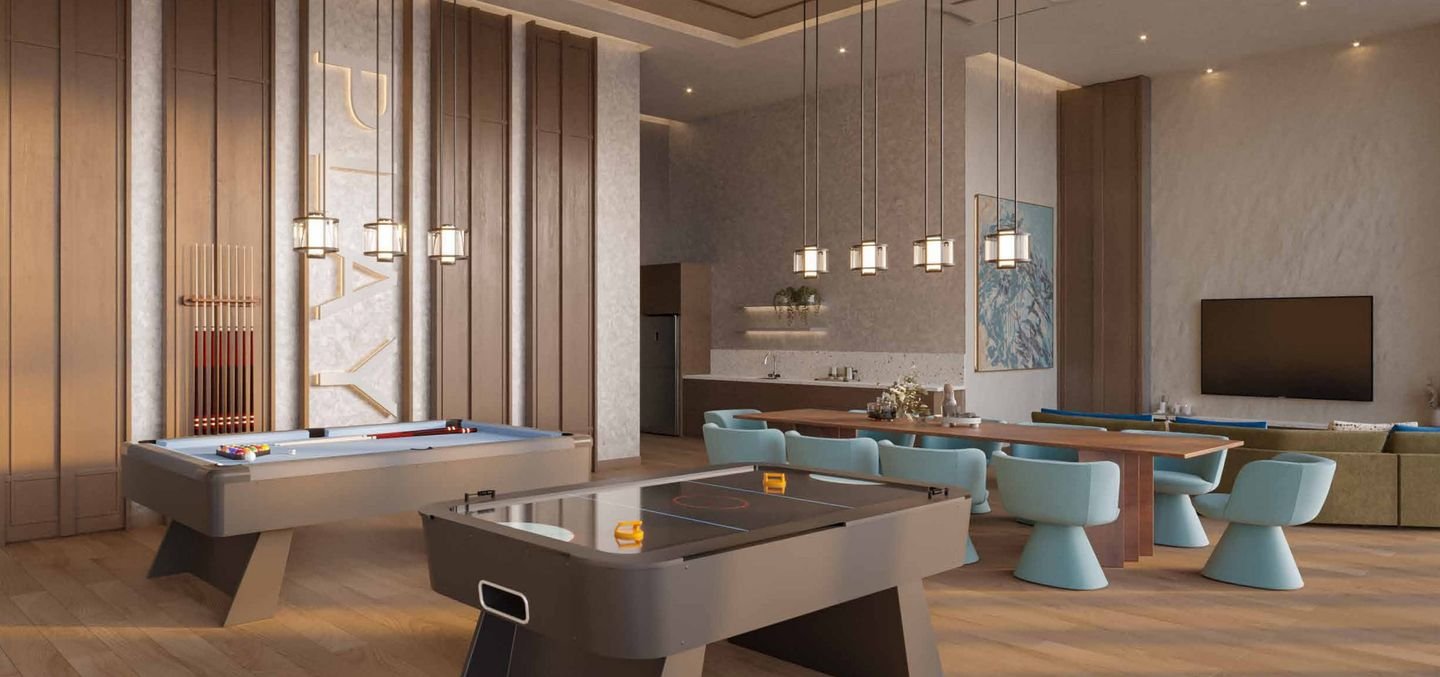 Artist's impression of the games room with billiards and air hockey