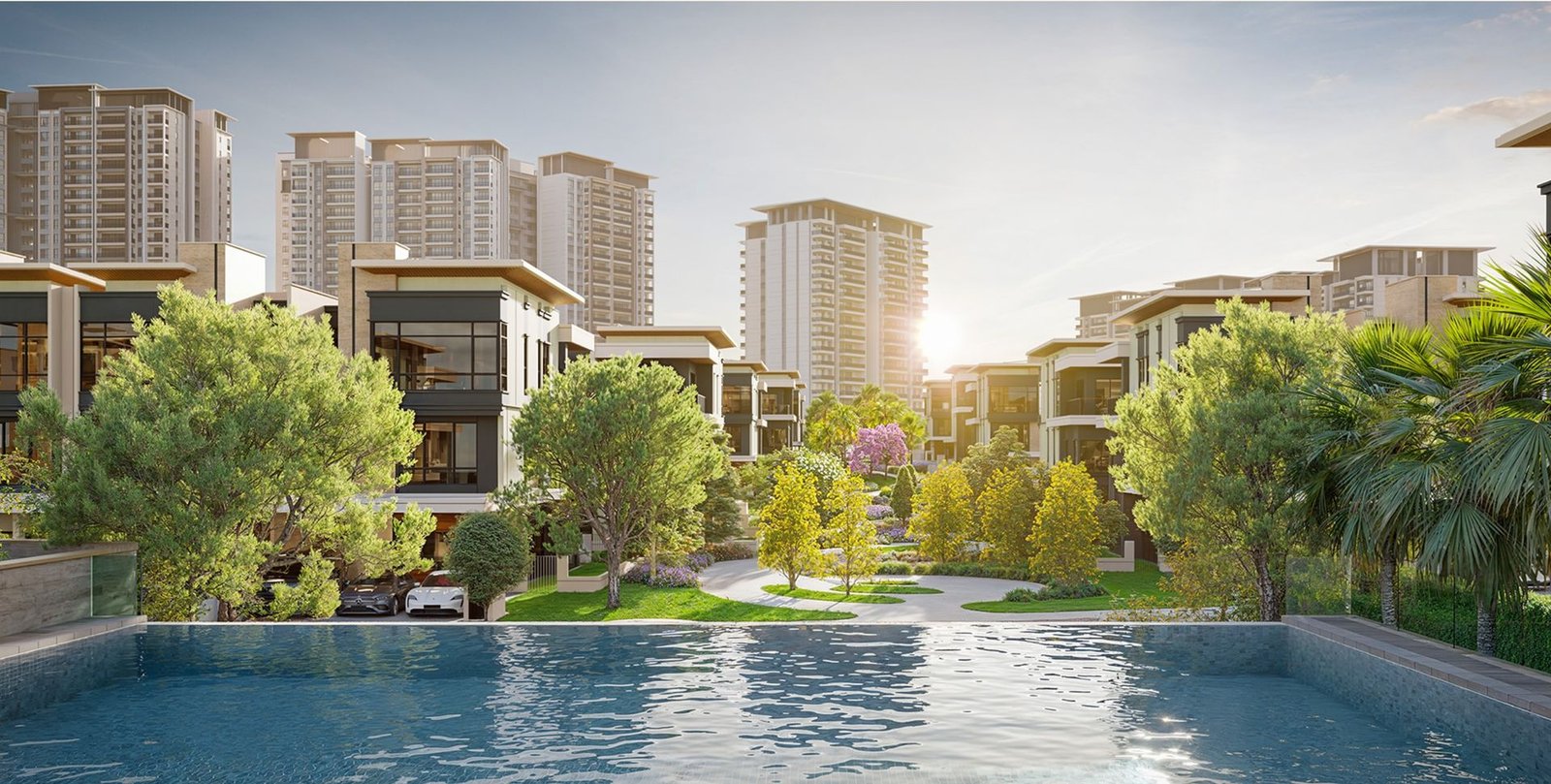 Artist's impression of the Condovilla blocks above the pool