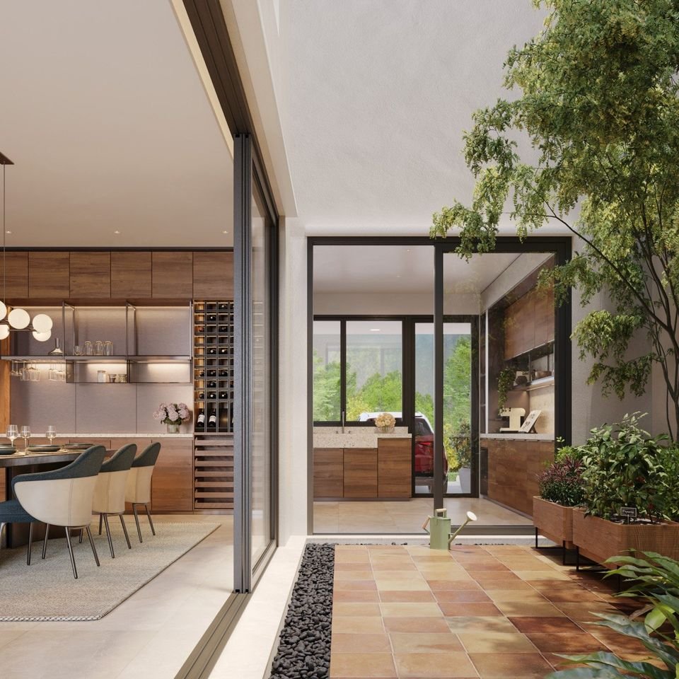 Parkhome dining and courtyard