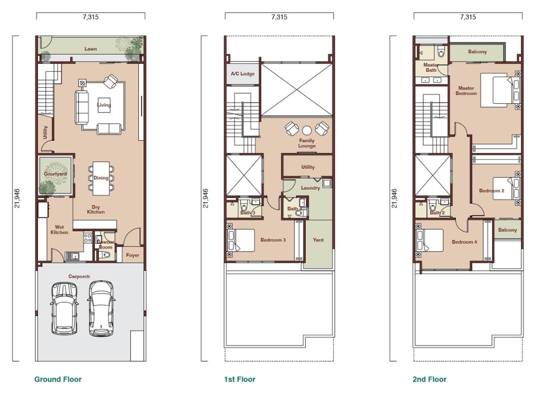 Floor plan of Parkhomes Type B1, 3,210 sq ft